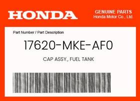 17620-mke-af0 Honda Genuine Cap Assy. Fuel Tank - 17620-mke-af0 Honda Genuine Cap Assy. Fuel Tank -