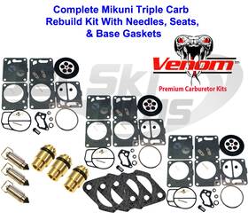 Jsp10001-venom Polaris Mikuni Carburetor Rebuild Kit-needle/seat Carb Base Gasket Slx Sl 780