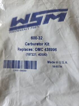 600-32-01 Wsm Johnson / Evinrude 90-175 Hp Carburetor Kit With Float 600-32 0436852 043899 600-32-01 Wsm Johnson / Evinrude 90-175 Hp Carburetor Kit With Float 600-32 0436852 043899
