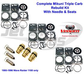 Jsp4191-venom Yamaha Triple Mikuni Carburetor Rebuild Kit And Needle/seat Wave Raider 1100