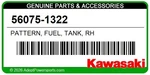 Kawasaki Oem 56075-1322 Patternfuel Tankrh Genuine Decal. Fixed Price $99.99.
