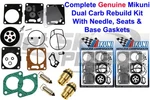 Seadoo Genuine Dual Mikuni Carb Rebuild Kit & Needle Seat Base Gasket Xp 96-97. Fixed Price $199.95.