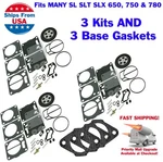 Triple Carburetor Rebuild Kit Polaris Slt 650 750 780 785 W/ Base Gasket. Fixed Price $63.49.