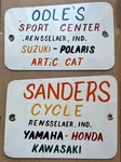 Vintage Motorcycle Racing Sponsor Side Plates Rensselaer Ind. Sanders Odle. Fixed Price $79.99.