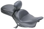 Mustang Wide Touring Two-piece Seat With Driver Backrest Studded Motorcycle. Fixed Price $1025.00.